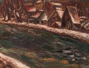 Leo Gestel A village along a river oil painting reproduction